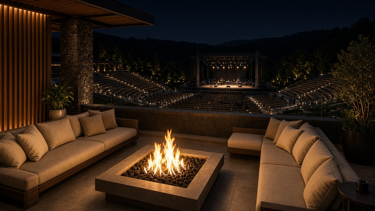 View from a Fire Pit Suite looking toward center stage